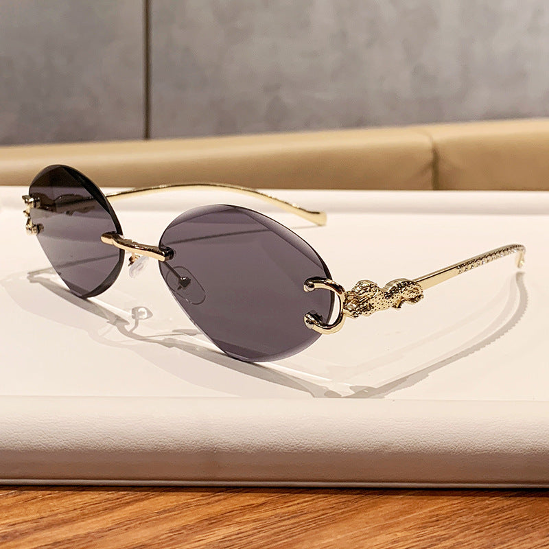 Rimless Oval Gradient Lens Sunglasses - NO-1