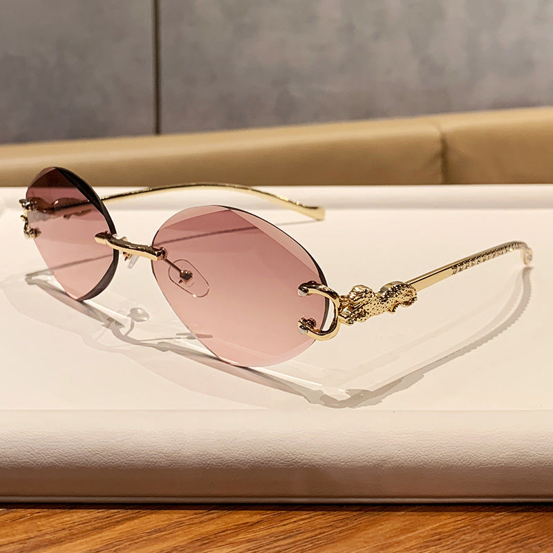 Rimless Oval Gradient Lens Sunglasses - NO-3