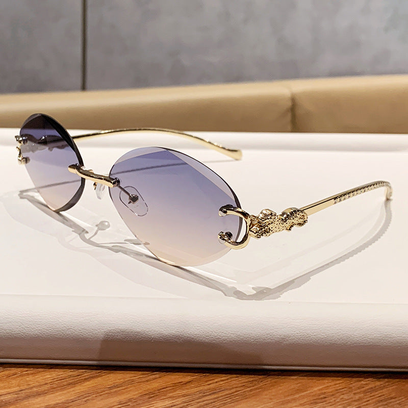 Rimless Oval Gradient Lens Sunglasses - NO-4