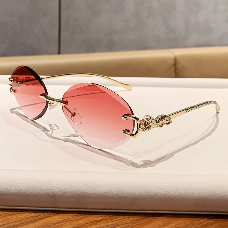 Rimless Oval Gradient Lens Sunglasses - NO-5