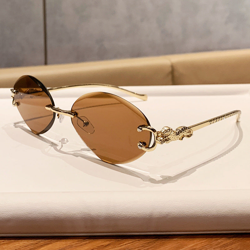 Rimless Oval Gradient Lens Sunglasses - NO-6