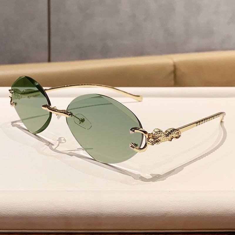 Rimless Oval Gradient Lens Sunglasses - NO-7