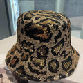 Sequin Leopard Print Bucket Hat - Golden