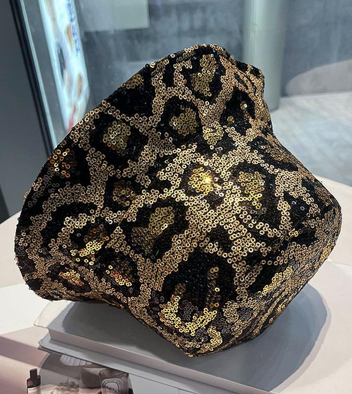 Sequin Leopard Print Bucket Hat - Golden - 1