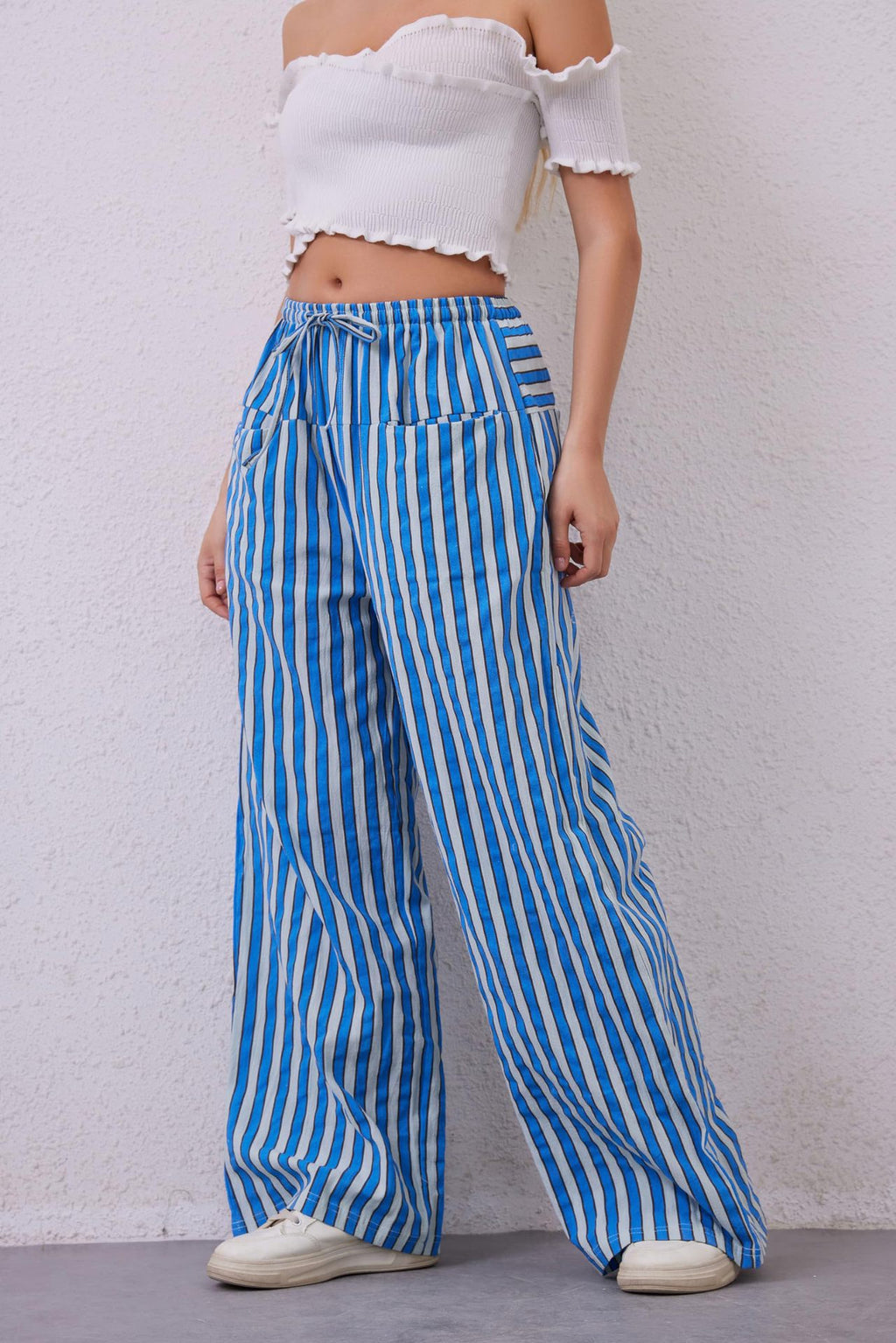 Candy Stripe High Waist Palazzo Pants