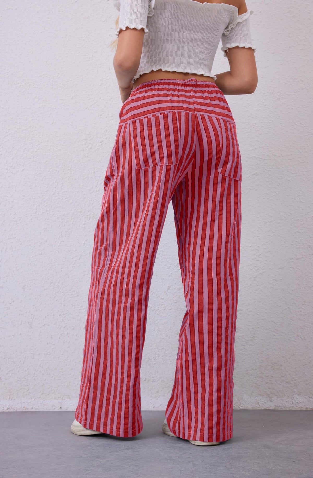 Candy Stripe High Waist Palazzo Pants - view 1
