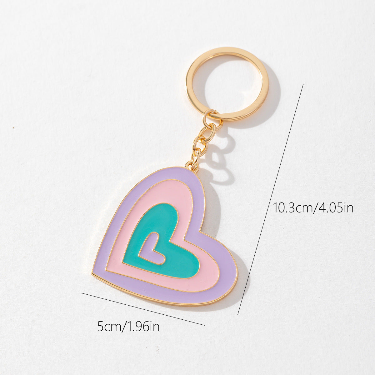 Layered Rainbow Heart Enamel Keychain - view 1