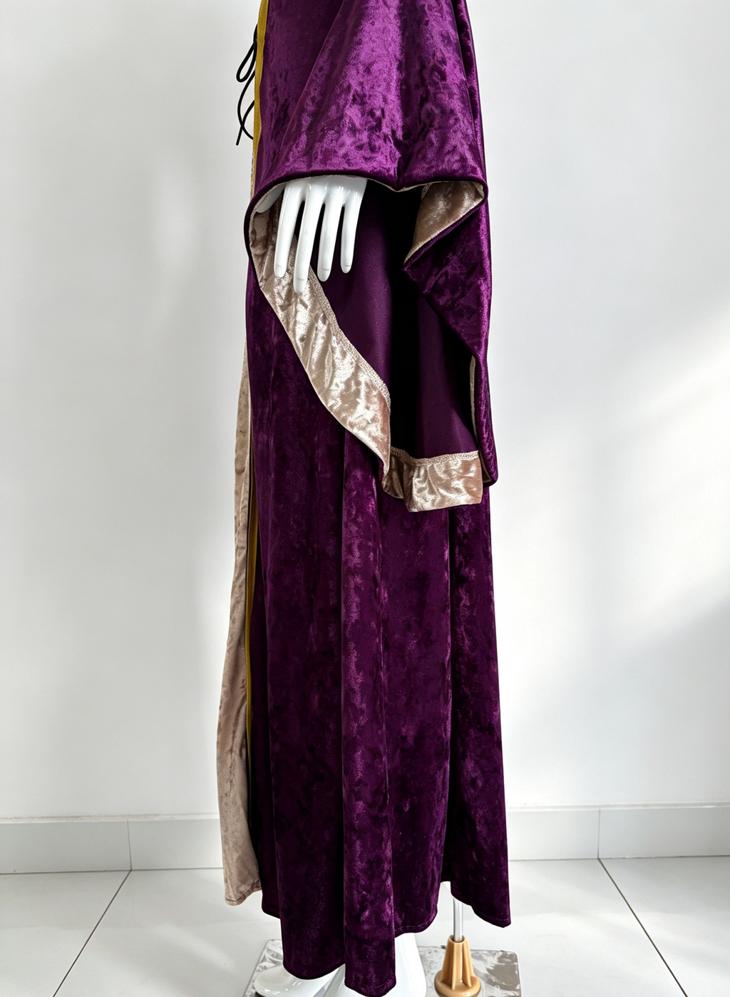 Crushed Velvet Corset Front Medieval Gown - Purple - 4