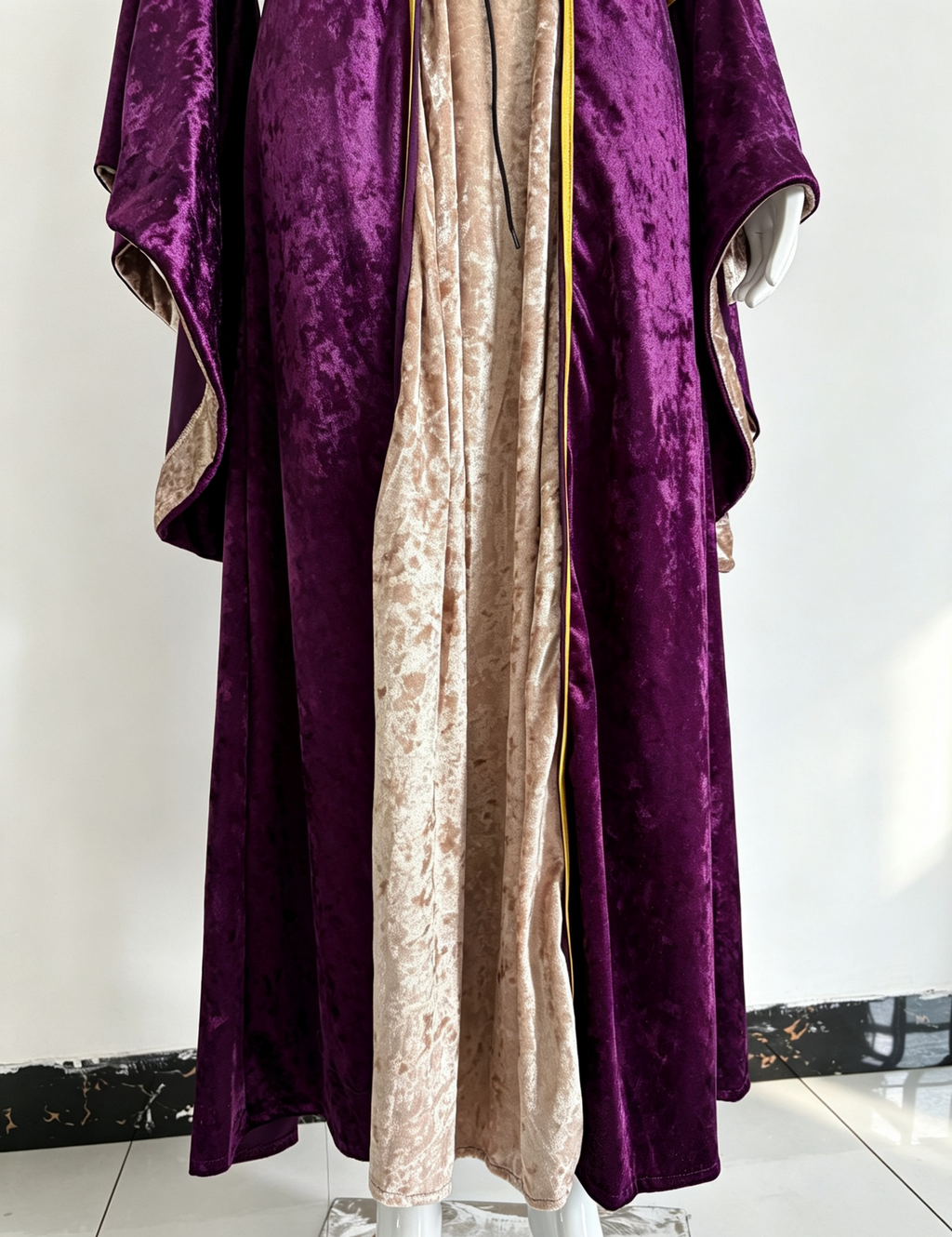Crushed Velvet Corset Front Medieval Gown - Purple - 6