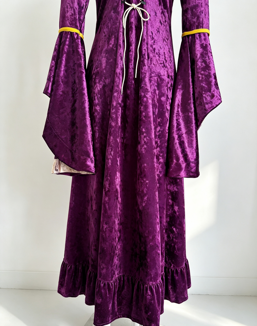 Crushed Velvet Corset Front Medieval Gown - Purple - 7