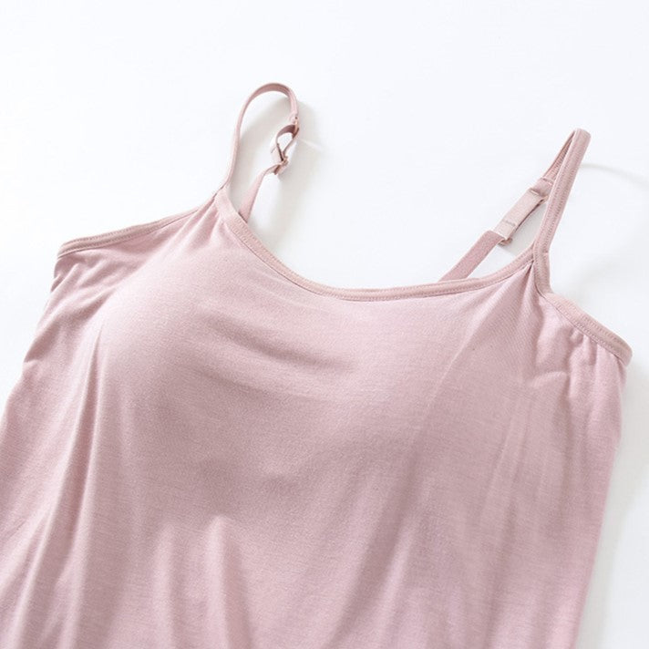 Built In Bra Scoop Neck Camisole - Pink - 1