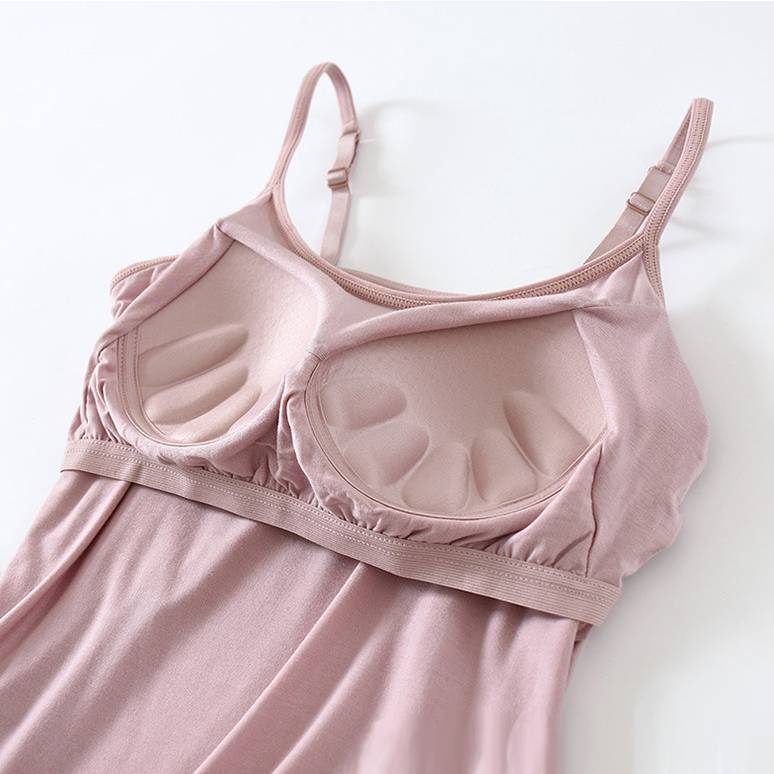 Built In Bra Scoop Neck Camisole - Pink - 3