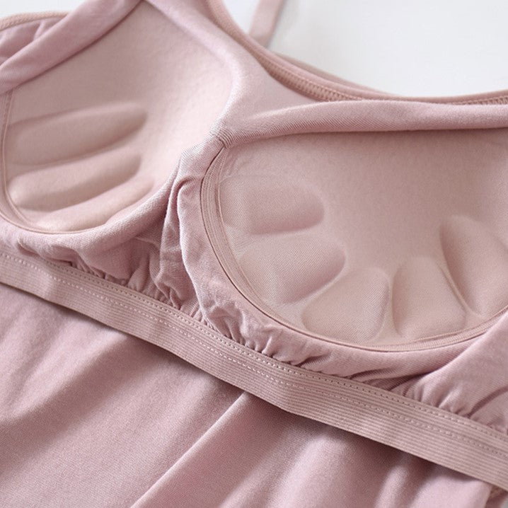 Built In Bra Scoop Neck Camisole - Pink - 4