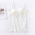 Built In Bra Scoop Neck Camisole - White