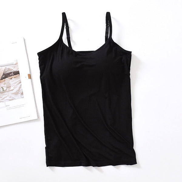 Built In Bra Scoop Neck Camisole - black