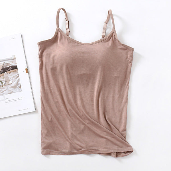 Built In Bra Scoop Neck Camisole - coca