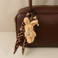 Plush Bunny Keychain With Animal Print Scarf - Leopard