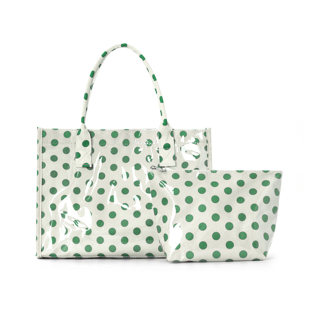 Polka Dot Tote And Zip Pouch Set - Beige