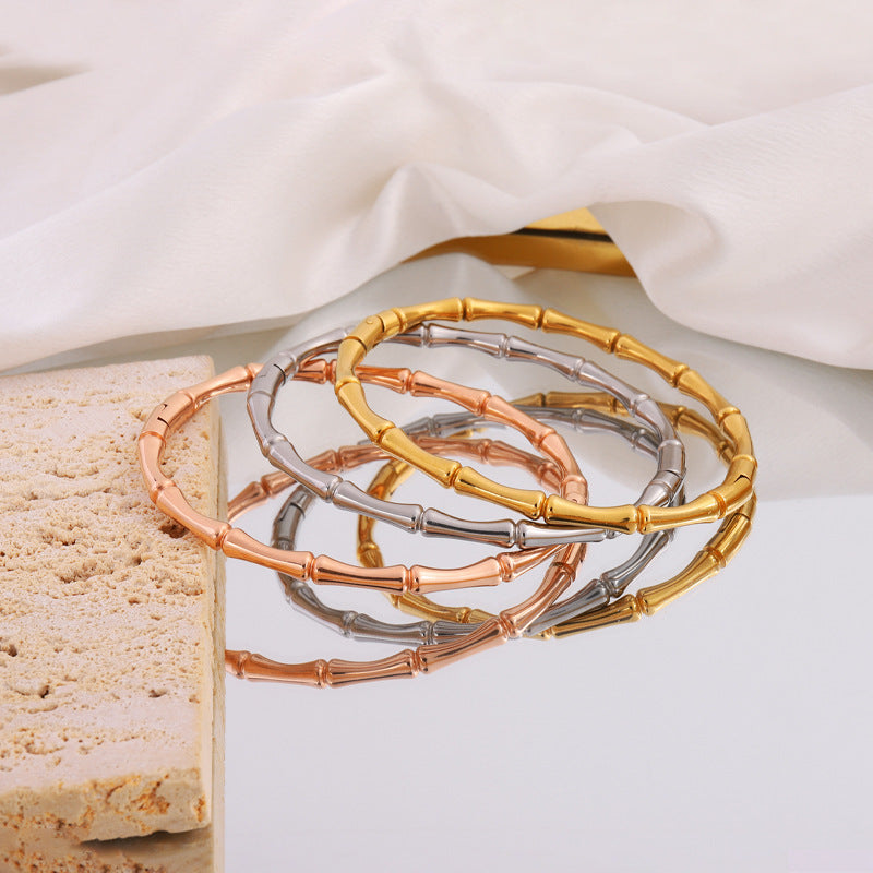 Bamboo Segment Slim Hinged Bangle Bracelet
