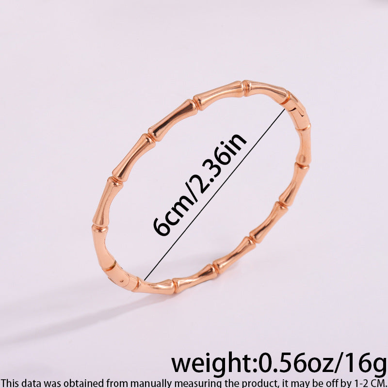 Bamboo Segment Slim Hinged Bangle Bracelet - view 1