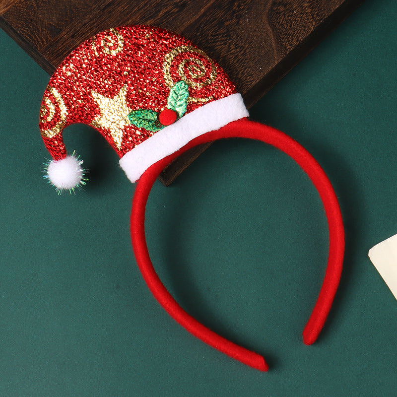 Christmas Headband Decorations With Santa And Reindeer - Color_12