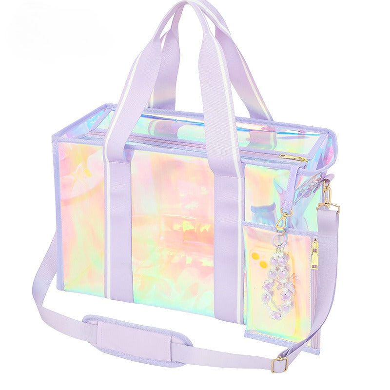 Iridescent Clear Tote Bag With Wristlet Pouch - Purple - 1