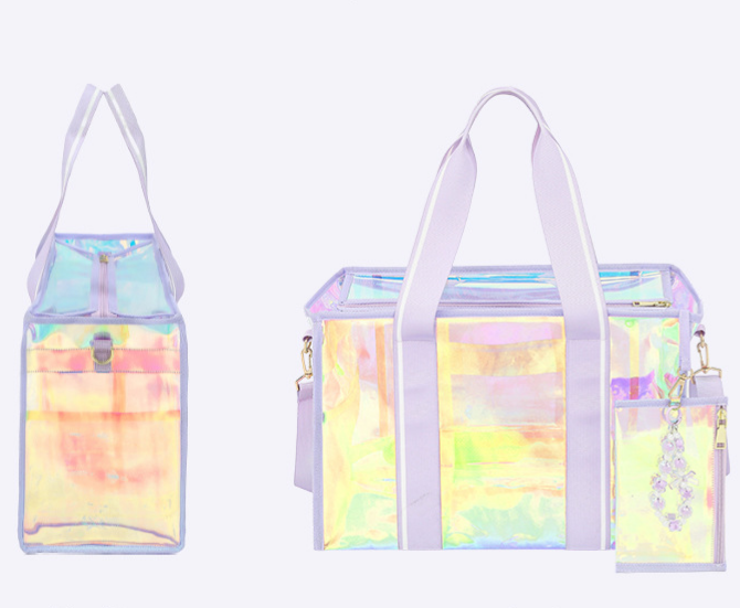 Iridescent Clear Tote Bag With Wristlet Pouch - Purple - 5