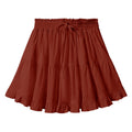 Tiered Ruffle Drawstring Mini Skirt - Red