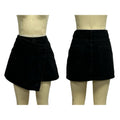Buttoned Wrap Front Denim Mini Skirt - Black