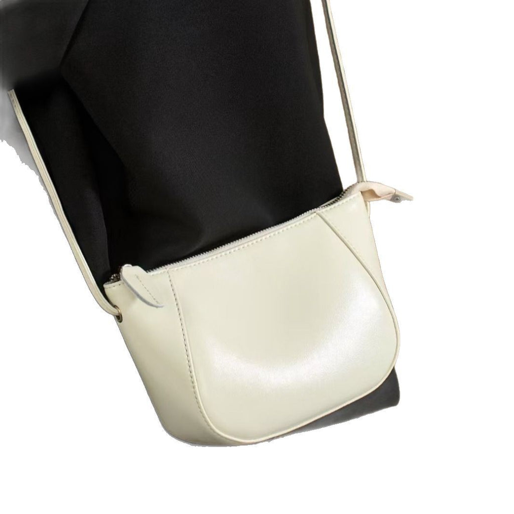 Glossy Leather Half Moon Crossbody Bag