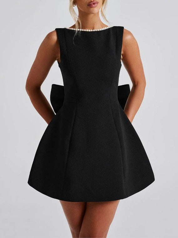 Scoop Back Mini Dress With Statement Bow - view 2