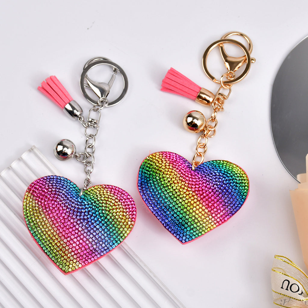 Crystal Pave Heart Bag Charm Keychain