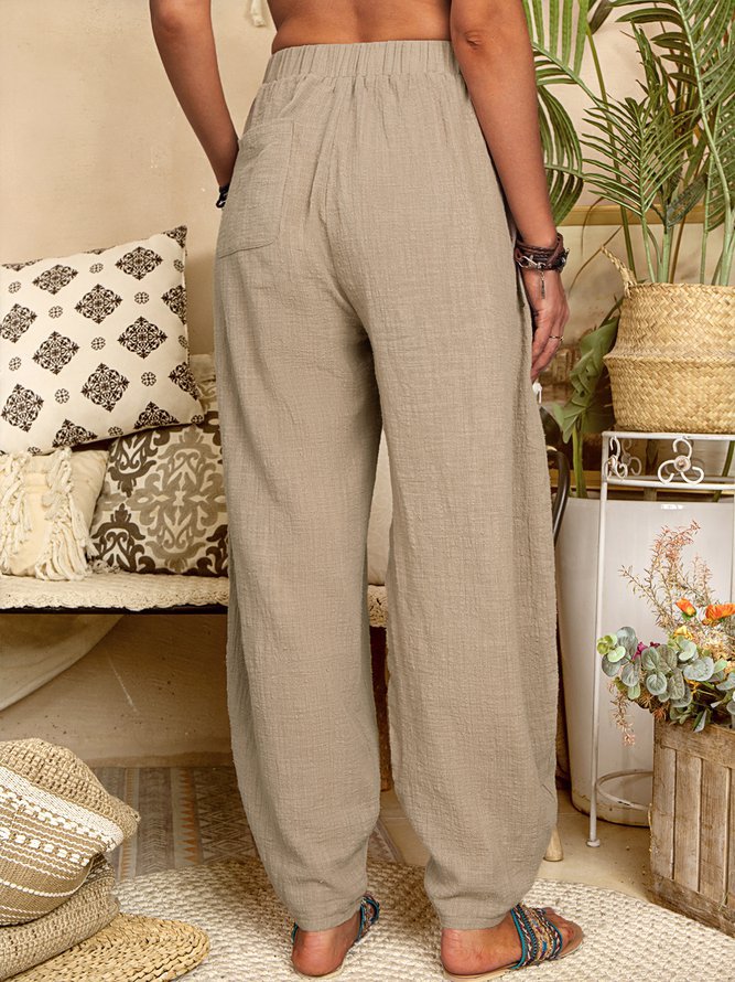 Linen Blend Harem Pants With Pockets - view 6