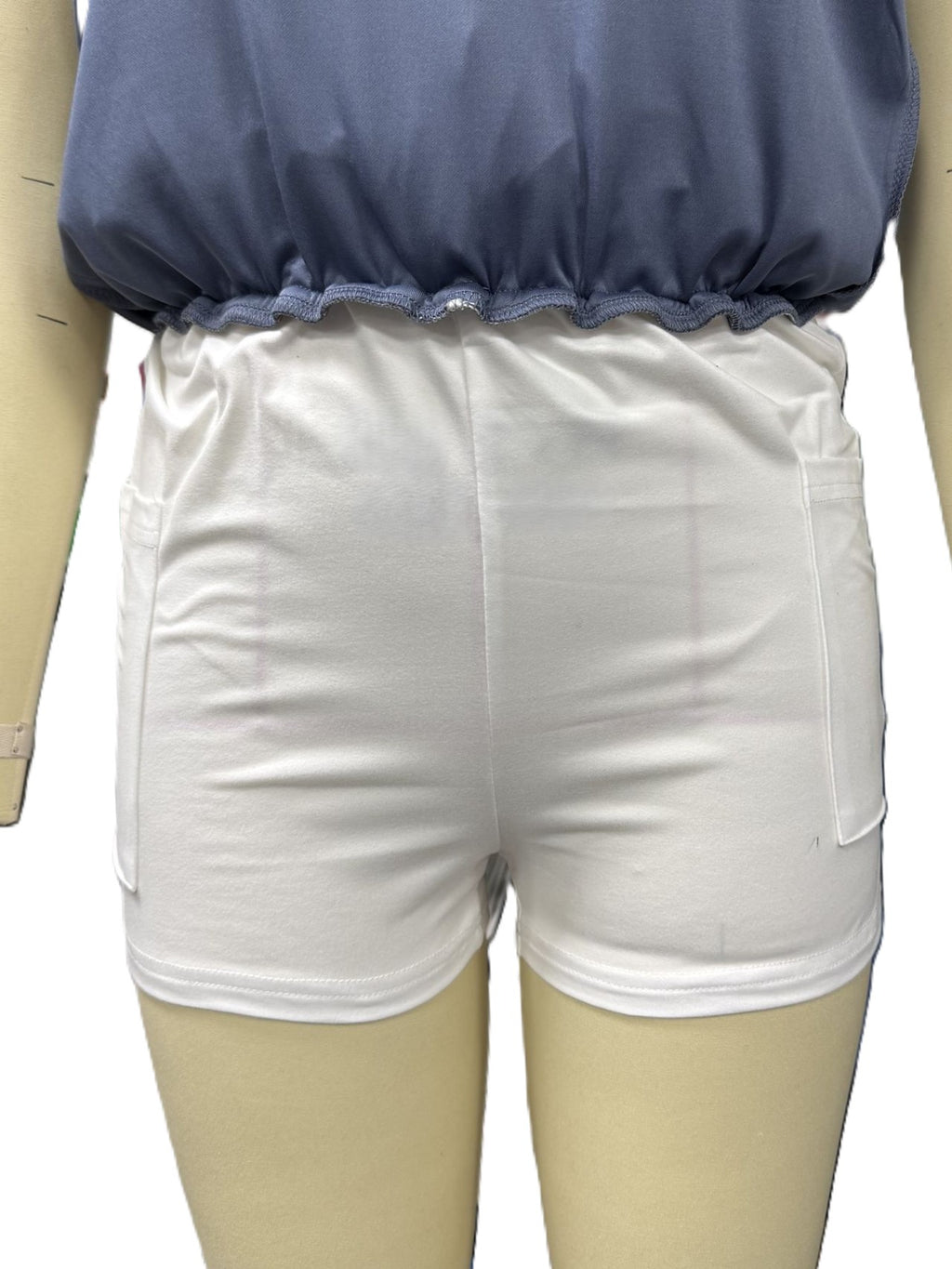 Collared Sleeveless Tank And Skort Athletic Set - Blue - 1