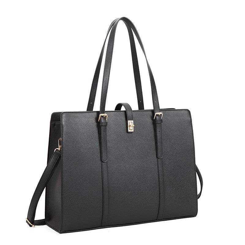 Structured Laptop Tote Bag with Turn Lock
