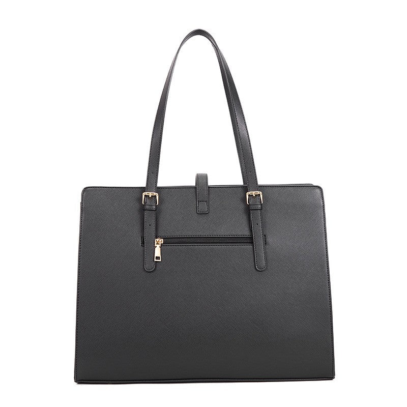 Structured Laptop Tote Bag with Turn Lock