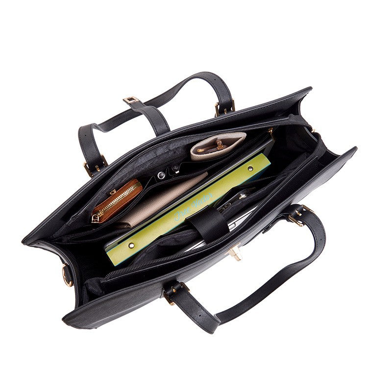 Structured Laptop Tote Bag with Turn Lock