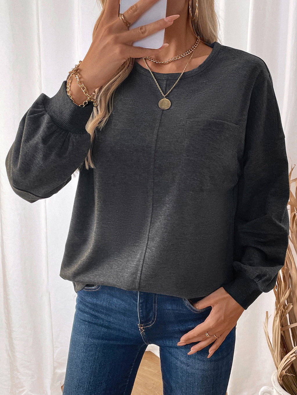 Center Seam Slouchy Crewneck Sweatshirt - view 1