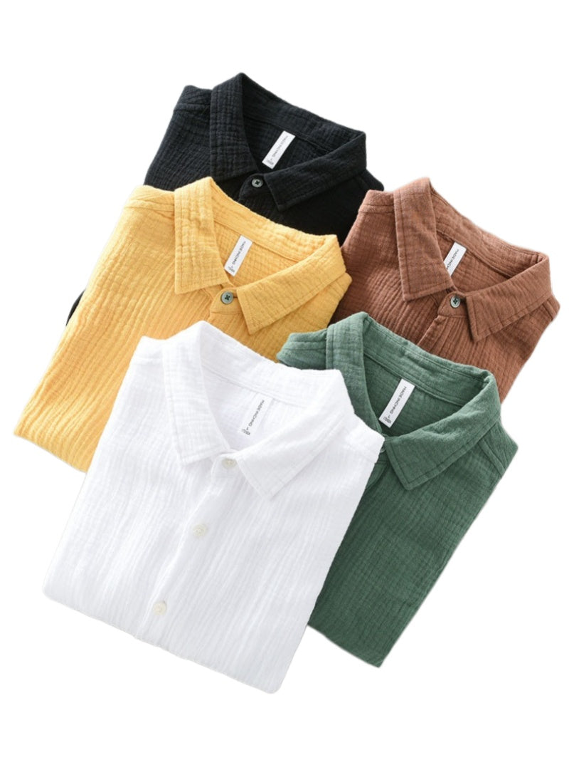 Textured Cotton Button Down Beach Shirt