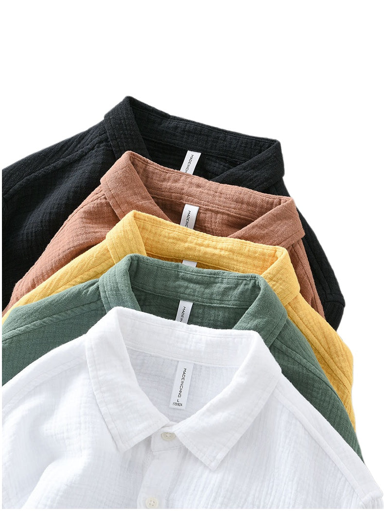 Textured Cotton Button Down Beach Shirt - view 1