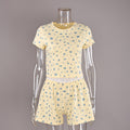 Cottagecore Floral Crop Top & Boxer Shorts Sleep Co-Ord - Apricot