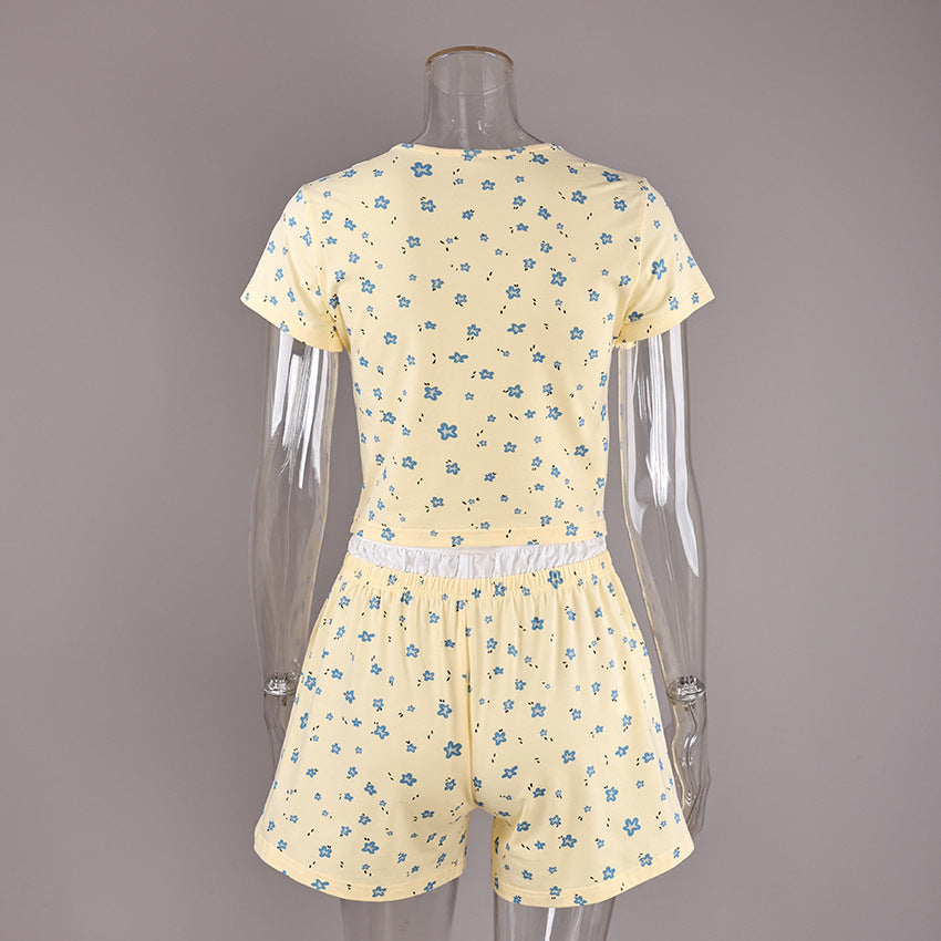 Cottagecore Floral Crop Top & Boxer Shorts Sleep Co-Ord - view 3