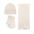 Knit Beanie Scarf And Glove Set - Beige