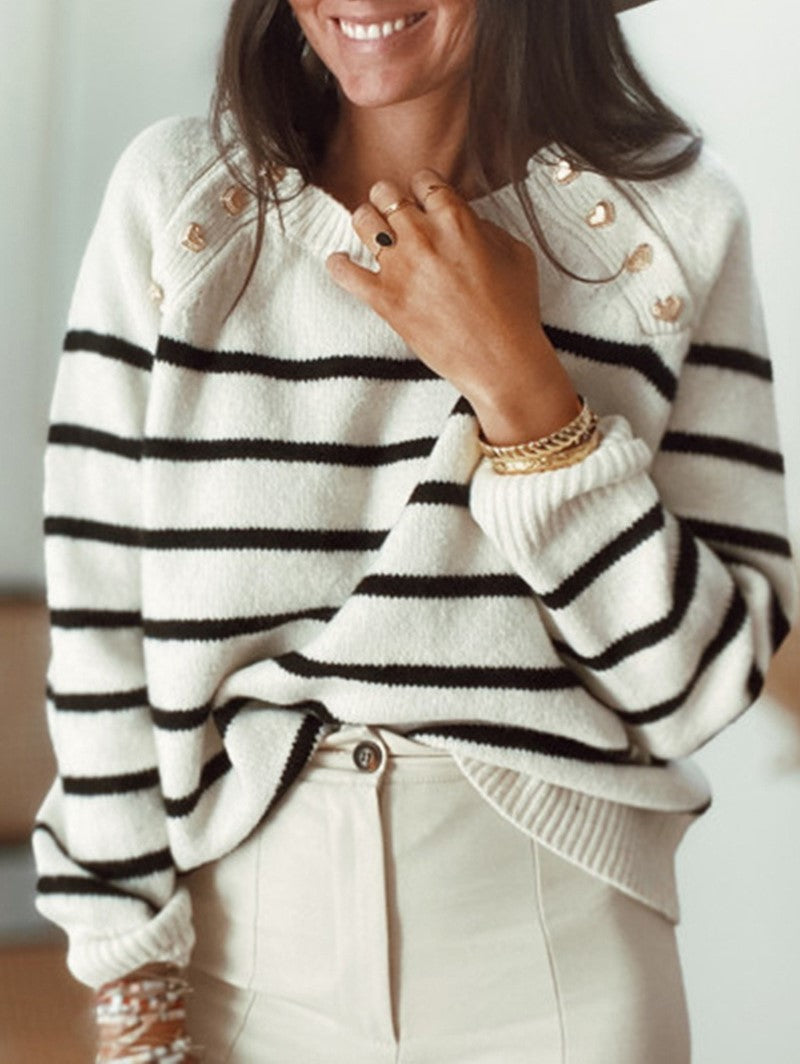 Breton Stripe Boat Neck Cropped Sweater - White