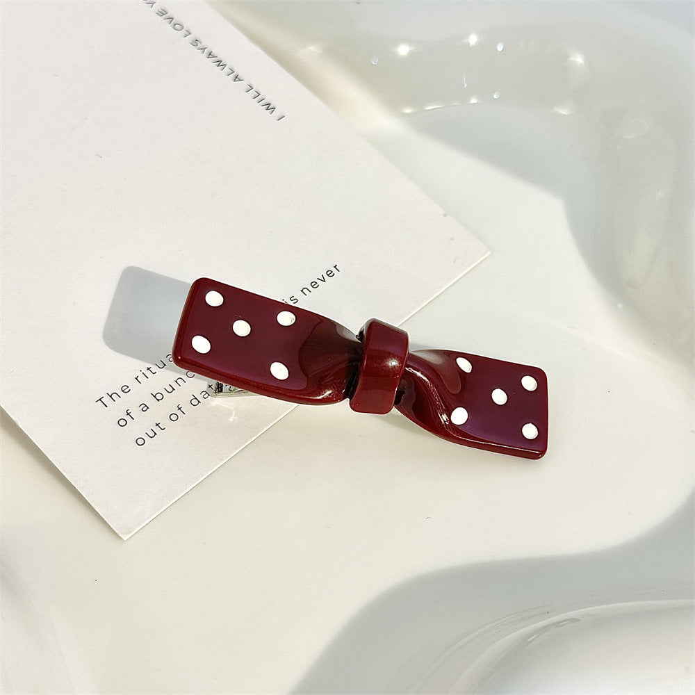 Polka Dot Bow Hair Pin Set - Color_10