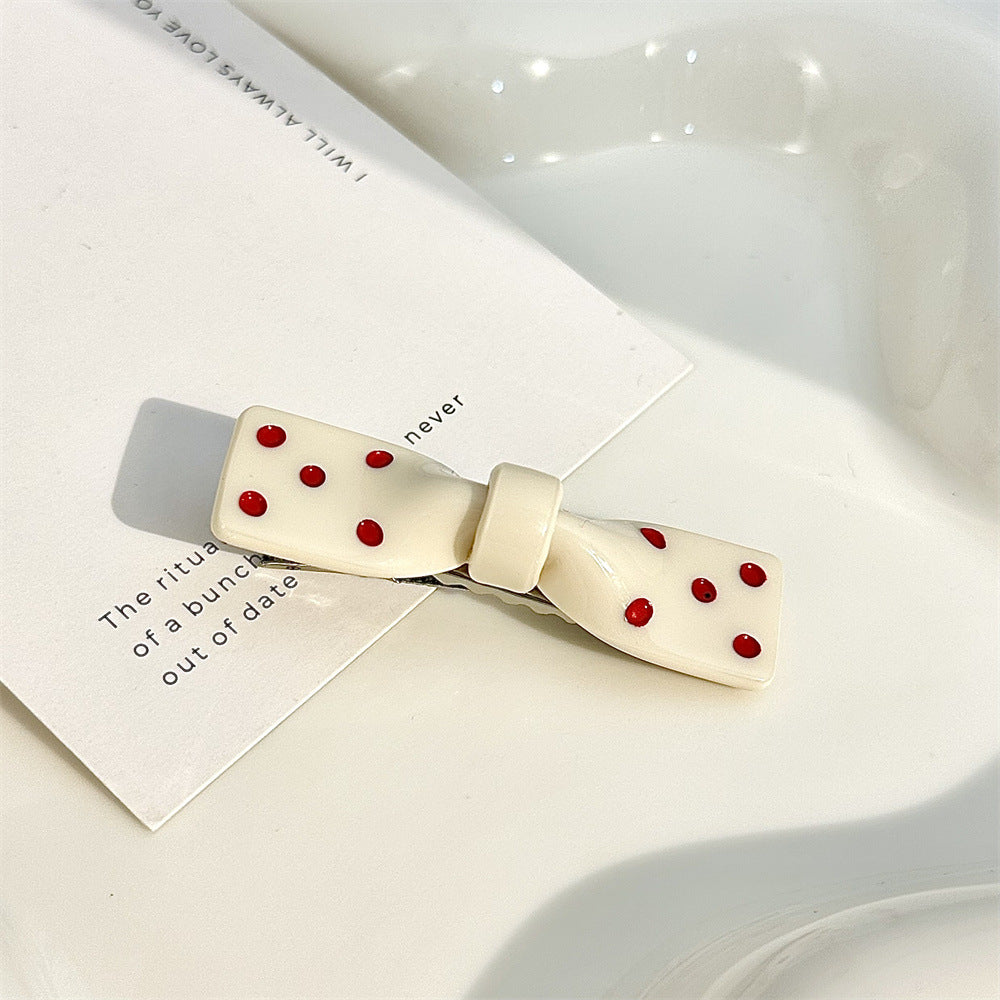 Polka Dot Bow Hair Pin Set - Color_11