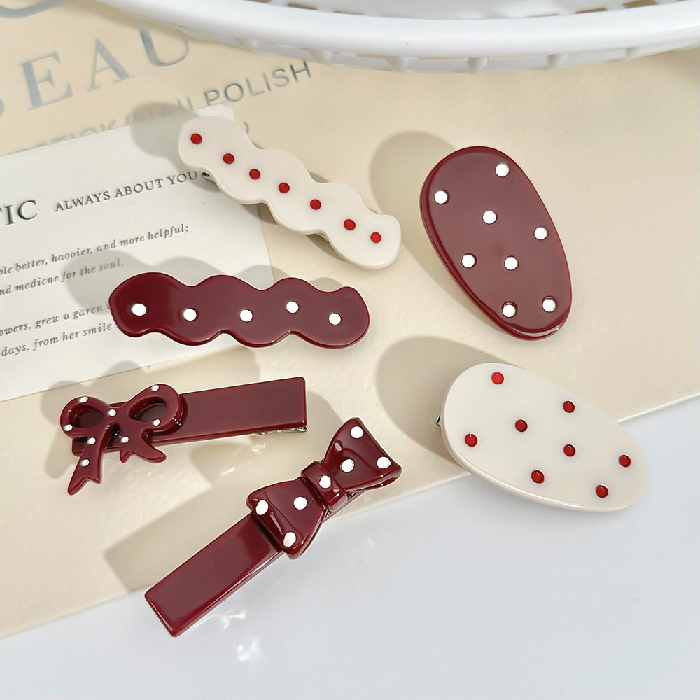 Polka Dot Bow Hair Pin Set