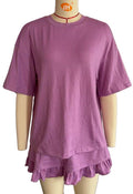 Ruffle Hem Mini Skirt And Top Set - Violet