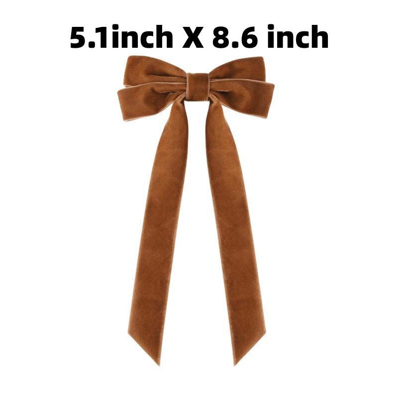 Velvet Christmas Tree Bows With Twist Tie - Brown