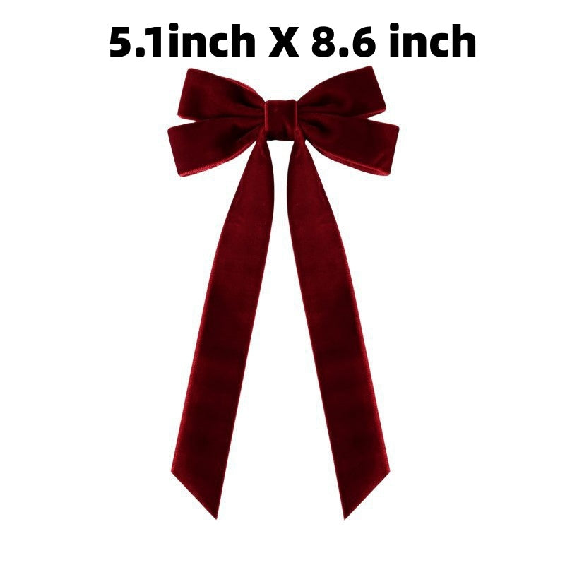 Velvet Christmas Tree Bows With Twist Tie - Burgundy